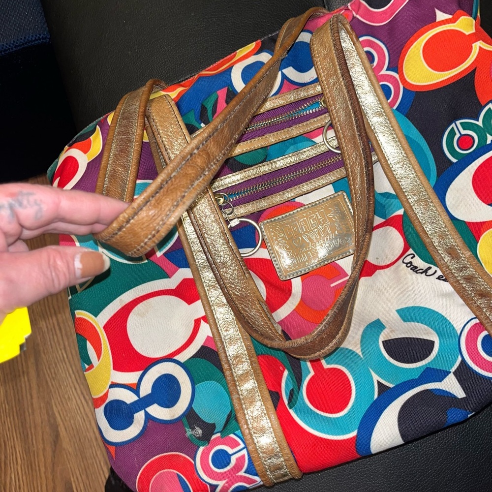 Coach Colorful Signature Tote with Gold Accents - Picture 2 of 7